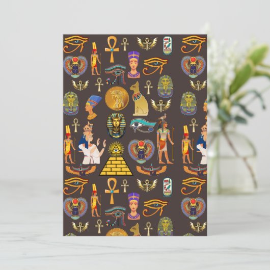 Ancient Egyptian Hieroglyphic Pattern Symbol       Feestdagenkaart (Staand voorkant)