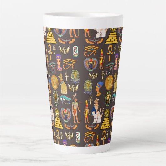 Ancient Egyptian Hieroglyphic Pattern Symbol       Latte Mok (Voorkant)