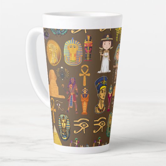 Ancient Egyptian Hieroglyphic -Pattern Symbol Latte Mok (Linkerhoek)