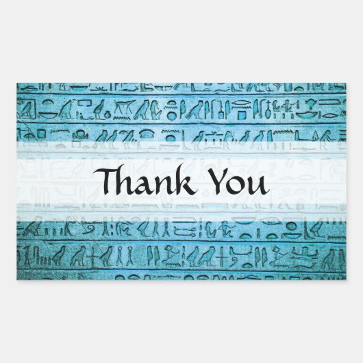 Ancient Egyptian Hieroglyphs Blue Hartelijk dank Rechthoekige Sticker (Voorkant)