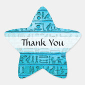 Ancient Egyptian Hieroglyphs Blue Hartelijk dank Ster Sticker (Voorkant)