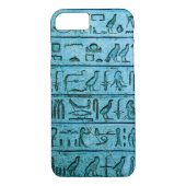 Ancient Egyptian Hieroglyphs Blue iPhone 7 Hoesje (Achterkant)