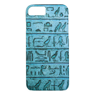 Ancient Egyptian Hieroglyphs Blue iPhone 7 Hoesje