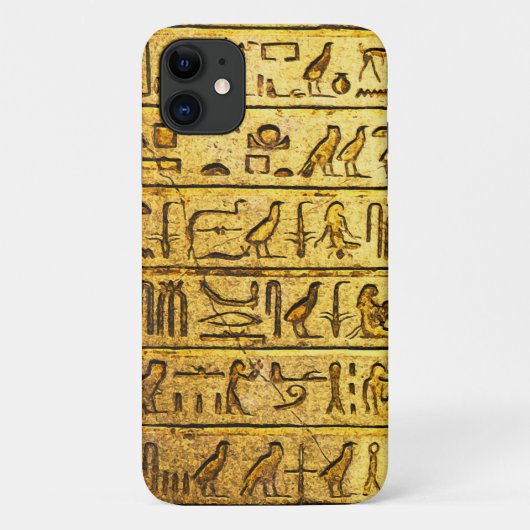 Ancient Egyptian Hieroglyphs Yellow iPhone 11 Hoes (Achterkant)