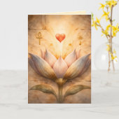 Ancient Egyptian Lotus Valentine Watercolor Art Kaart (Gele Bloem)