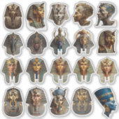 Ancient Egyptian Pharaoh Faces Stickers | Gold 3D  (Voorkant)