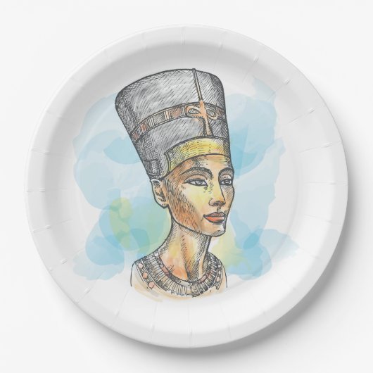 Ancient Egyptian Queen Nefertiti Bust Sketch Papieren Bordje (Voorkant)