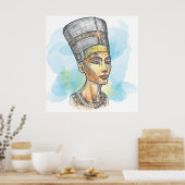 Ancient Egyptian Queen Nefertiti Bust Sketch Poster (Keuken)