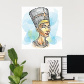 Ancient Egyptian Queen Nefertiti Bust Sketch Poster (Thuiskantoor)