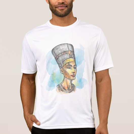 Ancient Egyptian Queen Nefertiti Bust Sketch T-shirt (Voorkant)