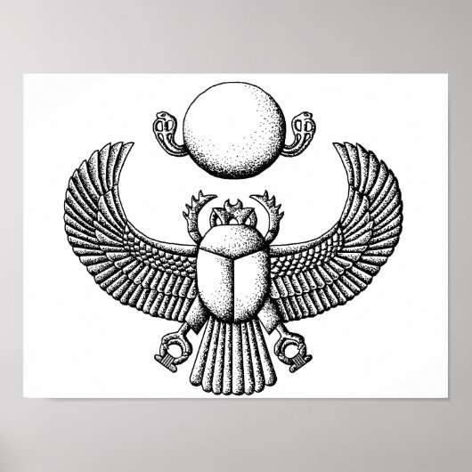 Ancient Egyptian Scarab Black and White Poster (Voorkant)
