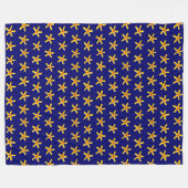 Ancient Egyptian Style Star Pattern v2 - Deep Navy Fleece Deken (Voorkant (Horizontaal))