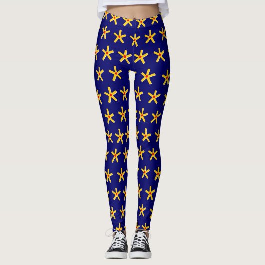 Ancient Egyptian Style Star Pattern v2 - Deep Navy Leggings (Voorkant)