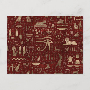 Ancient Egyptisch hiërogliefen rood leder en goud Briefkaart