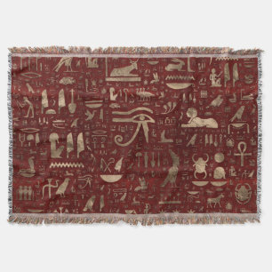 Ancient Egyptisch hiërogliefen rood leder en goud Deken