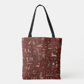 Ancient Egyptisch hiërogliefen rood leder en goud Tote Bag (Achterkant)
