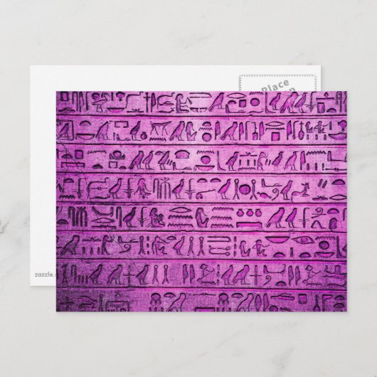 Ancient Egyptisch Hieroglyphs Paars Briefkaart (Voorkant / Achterkant)