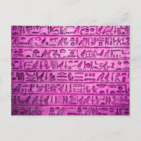 Ancient Egyptisch Hieroglyphs Paars Briefkaart