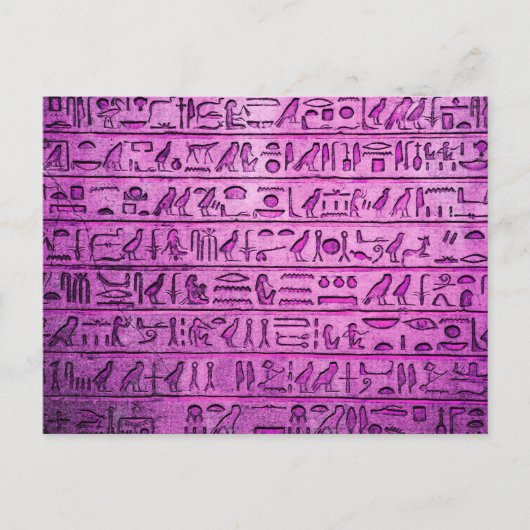 Ancient Egyptisch Hieroglyphs Paars Briefkaart (Voorkant)