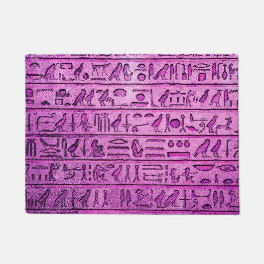 Ancient Egyptisch Hieroglyphs Paars Deurmat (Voorkant)