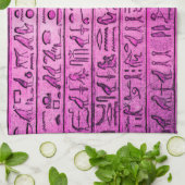 Ancient Egyptisch Hieroglyphs Paars Theedoek (Gevouwen)