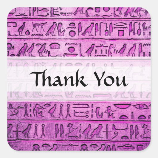 Ancient Egyptisch Hieroglyphs Paars Vierkante Sticker (Voorkant)