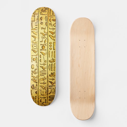 Ancient Egyptisch Hieroglyphs Yellow Skateboard (Voorkant)