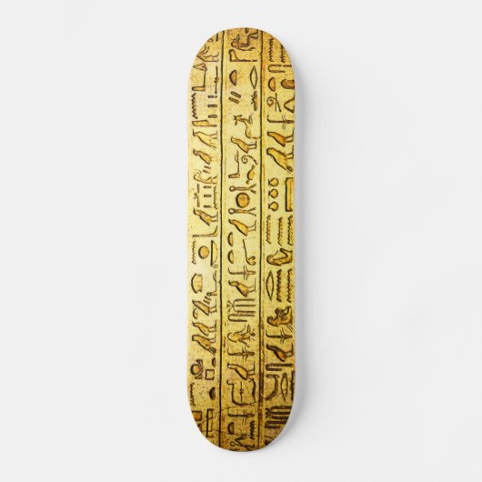 Ancient Egyptisch Hieroglyphs Yellow Skateboard (Voorkant)