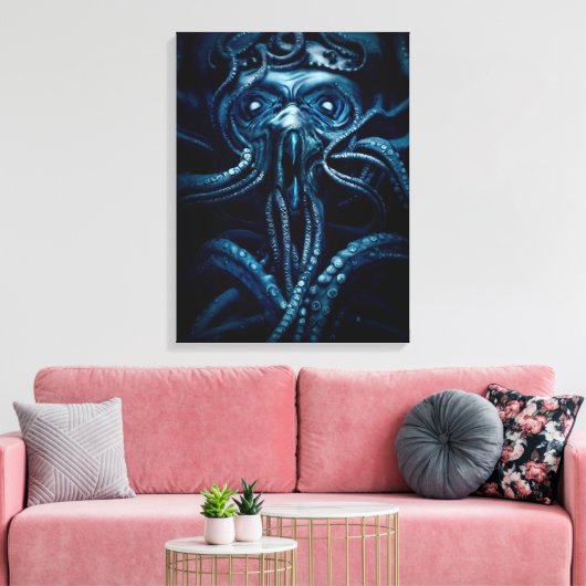 Ancient Eldtich Horror: Deep Ocean Kraken Canvas Afdruk (Insitu (Woonkamer))