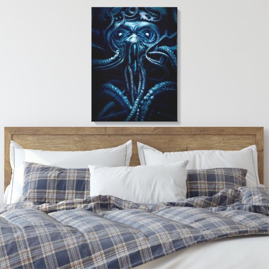 Ancient Eldtich Horror: Deep Ocean Kraken Canvas Afdruk (Insitu (Slaapkamer))