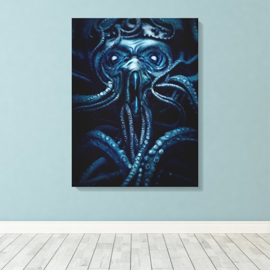 Ancient Eldtich Horror: Deep Ocean Kraken Canvas Afdruk (Insitu (Houten vloer))