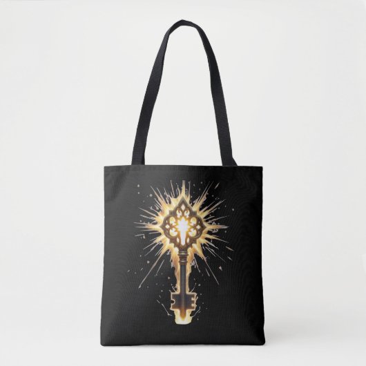 Ancient Fantasy Key with Magical Light – Radiant E Tote Bag (Voorkant)