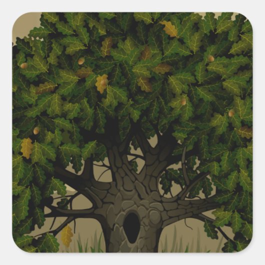 Ancient Fantasy Tree Vierkante Sticker (Voorkant)