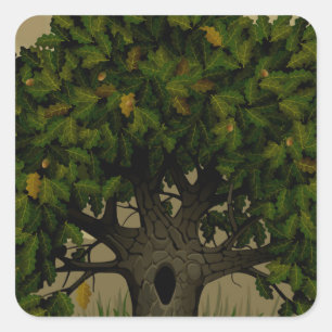 Ancient Fantasy Tree Vierkante Sticker