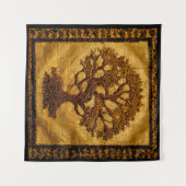 Ancient Gold Brown Rustic Tree of LIfe by kedoki Wandkleed (Voorkant (horizontaal))
