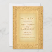 Ancient Gold Hieroglyphic Motifs Egyptian Wedding Save The Date (Voorkant)
