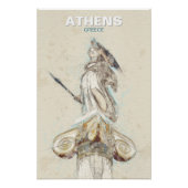 Ancient Greece Athena Statue Sketch Poster (Voorkant)