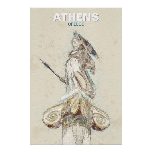 Ancient Greece Athena Statue Sketch Poster  (Voorkant)