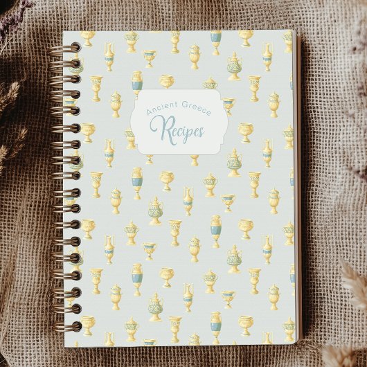 Ancient Greece Dusty Blue White Vases Recipe Notitieboek