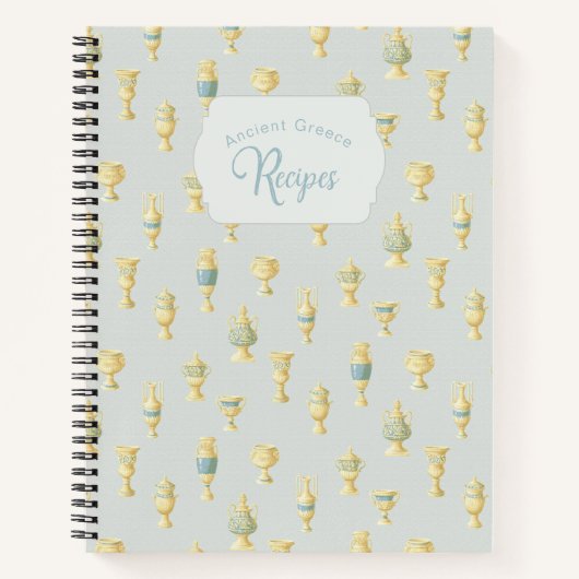 Ancient Greece Dusty Blue White Vases Recipe Notitieboek (Voorkant)