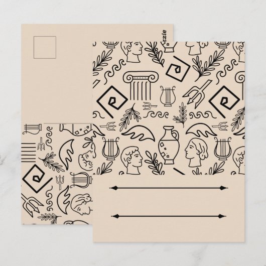 Ancient Greece Line Art Pattern Briefkaart (Voorkant / Achterkant)