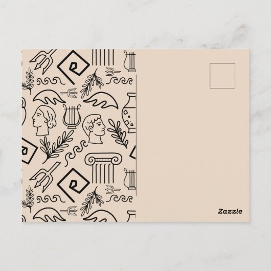 Ancient Greece Line Art Pattern Briefkaart (Achterkant)