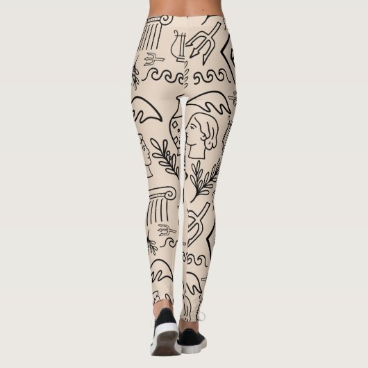 Ancient Greece Line Art Pattern Leggings (Achterkant)