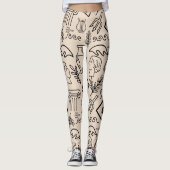 Ancient Greece Line Art Pattern Leggings (Voorkant)