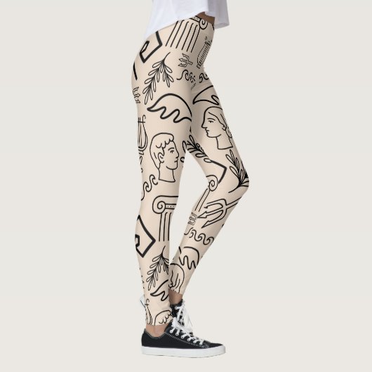 Ancient Greece Line Art Pattern Leggings (Rechts)