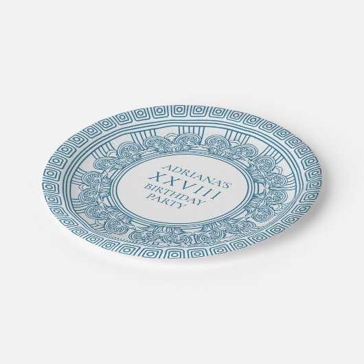 Ancient Greece themafeest in blauw Papier Papieren Bordje (Gekanteld)