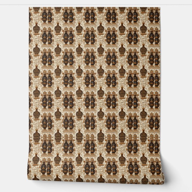 Ancient Greece Toile de Jouy Classic Vases Pattern Behang (Afrollen)