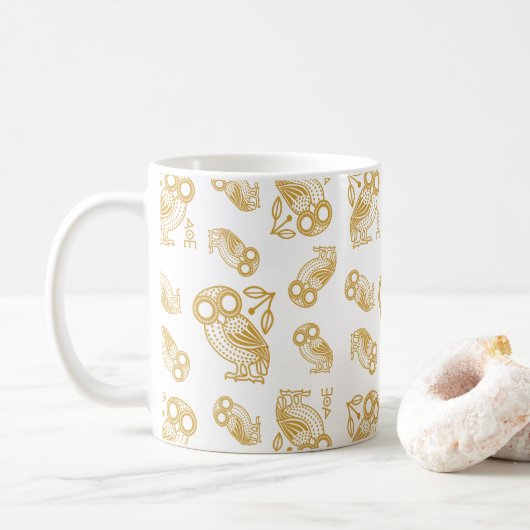 Ancient Greek Athenian Owl Pattern  Koffiemok (Met donut)