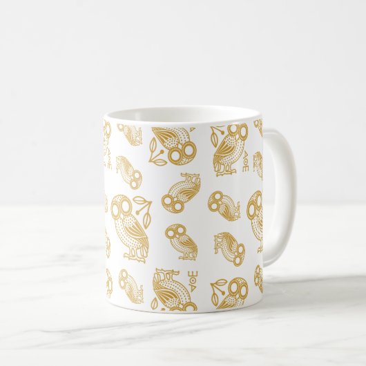 Ancient Greek Athenian Owl Pattern Koffiemok (Voorkant rechts)