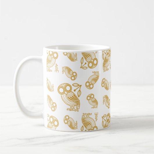 Ancient Greek Athenian Owl Pattern Koffiemok (Links)
